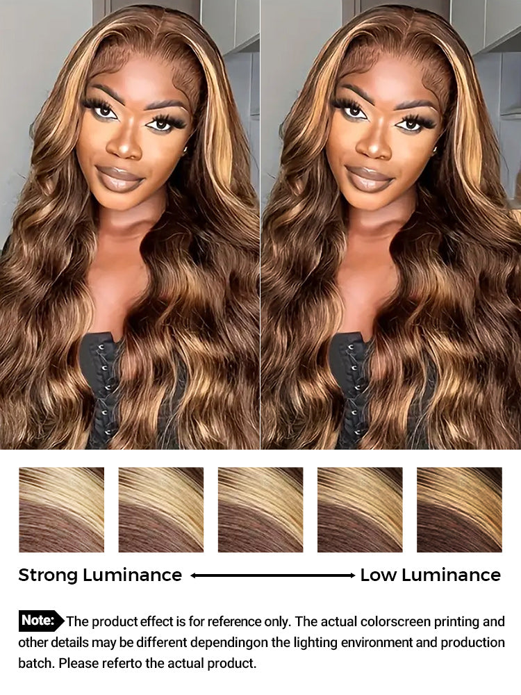 CurlyMe Highlights Ombre 7x5 Swiss Lace Wear Go Wand Curl Glueless Wigs Pre Cut Lace Wig