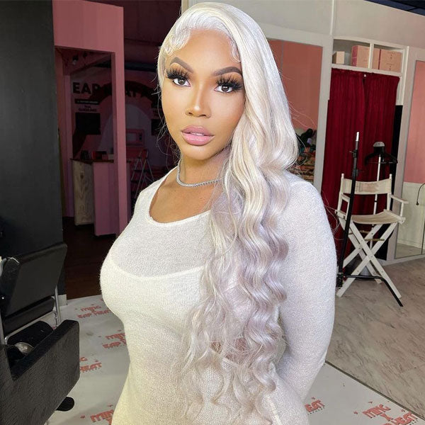 CurlyMe Ash Blonde Straight Hair 13x4 Lace Front Wigs Skin Melt Lace Wigs