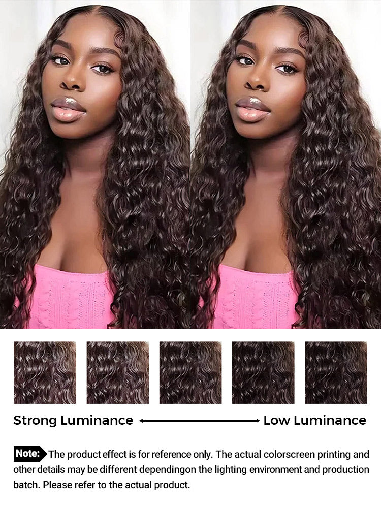 CurlyMe Mocha Mousse Color Pre Cut Glueless Lace Water Wave Wear Go Wig