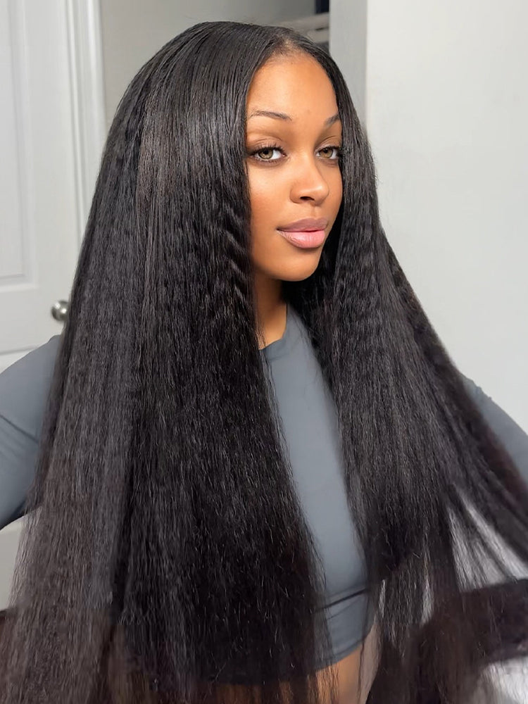 CurlyMe 3 In 1 Half Wig Kinky Straight Glueless Install Half Wig With Drawstring Beginner Friendly
