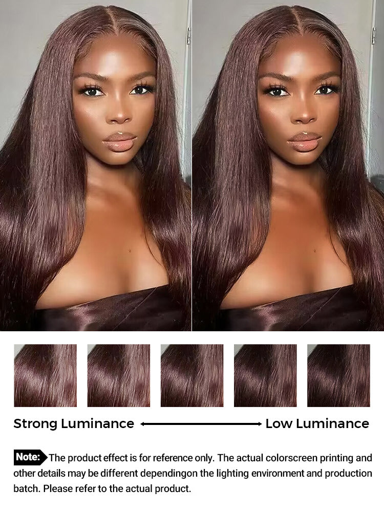 CurlyMe #4 Chocolate Brown Pre Cut Glueless Lace Straight Wear Go Wig