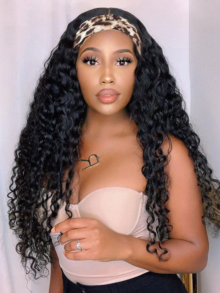 CurlyMe Glueless Water Wave Hair Headband Wig Adjustable No Lace Wig