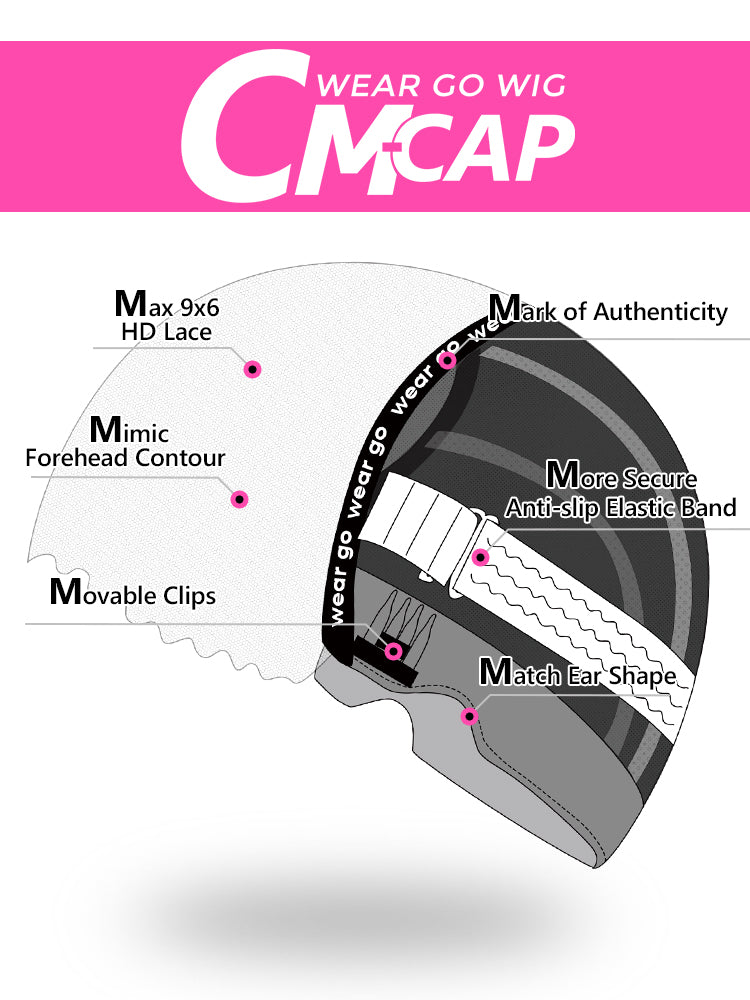 CurlyMe Pre-cut 9x6 Lace M-cap Wear Go Glueless Mini Knots Water Wave Highlight Wig Pre-plucked