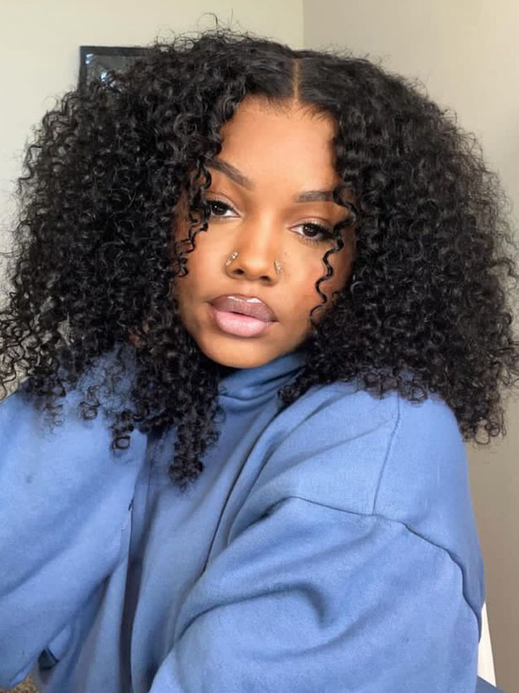 CurlyMe Pre Cut 13x4 HD Lace Kinky Curly Wear Go Glueless Wig Human Hair Wigs
