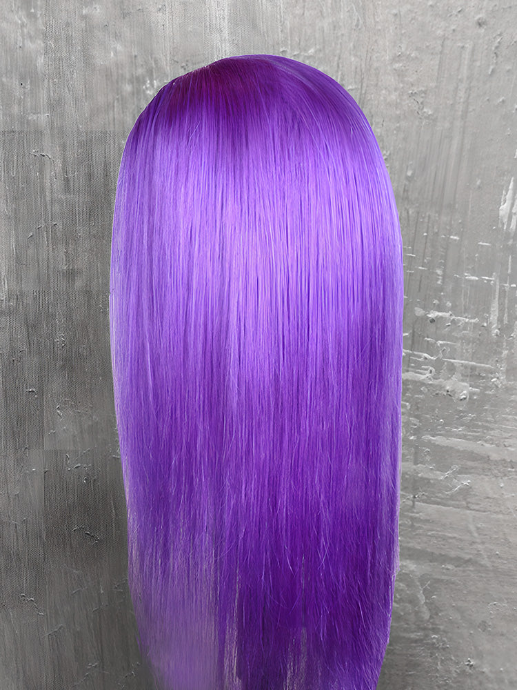 CurlyMe Purple Color Straight Virgin Hair 13x4 Lace Front Wigs