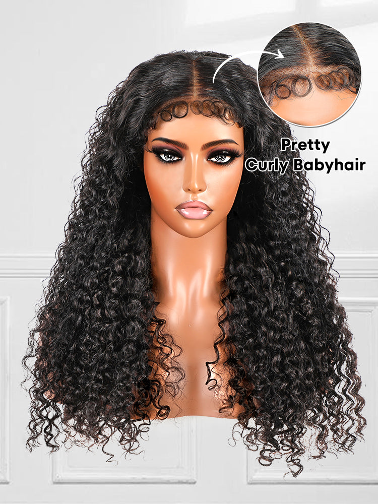 CurlyMe 3C Edges Wear Go Glueless Water Wave Wig With Sweet Curly Babyhair