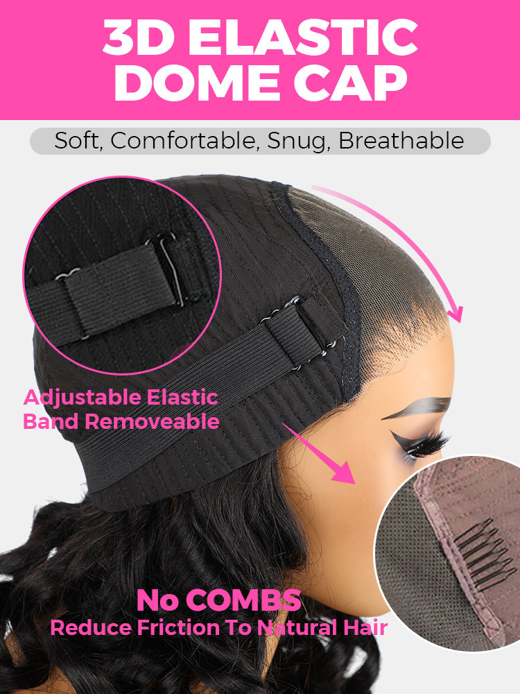 CurlyMe Pre-bleached Water Wave Wear Go Glueless Pre-cut HD Lace Wig Pre-plucked