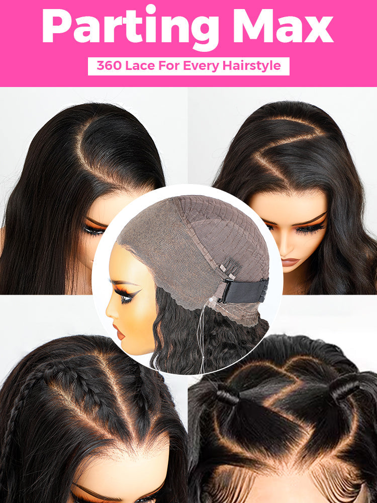 CurlyMe 360 Lace Fit Wear Go Pre-Bleached Water Wave Human Hair Glueless Wig Pre-Plucked