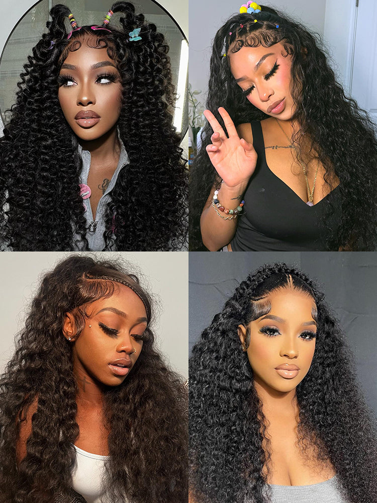 CurlyMe 360 Fit Pre-Cut Lace Wear Go Pre-Bleached Loose Deep Wave Human Hair Pre-Plucked Wig