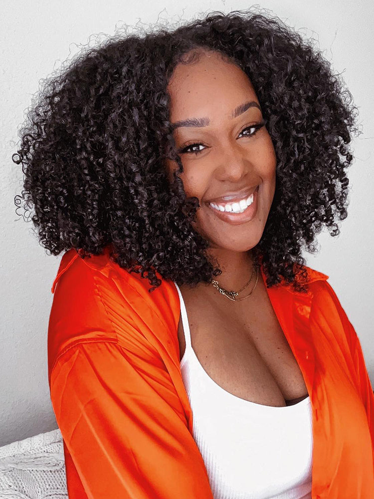 CurlyMe 3 In 1 Half Wig Afro Kinky Curly Glueless Install Half Wig With Drawstring Beginner Friendly