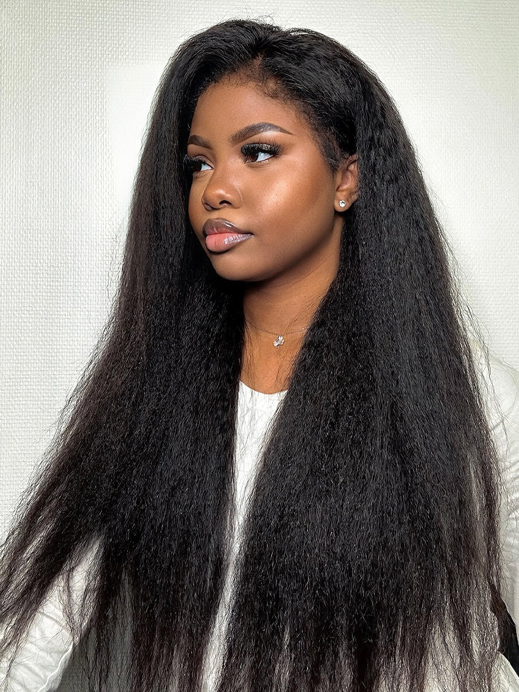 CurlyMe 3 In 1 Half Wig Kinky Straight Glueless Install Half Wig With Drawstring Beginner Friendly