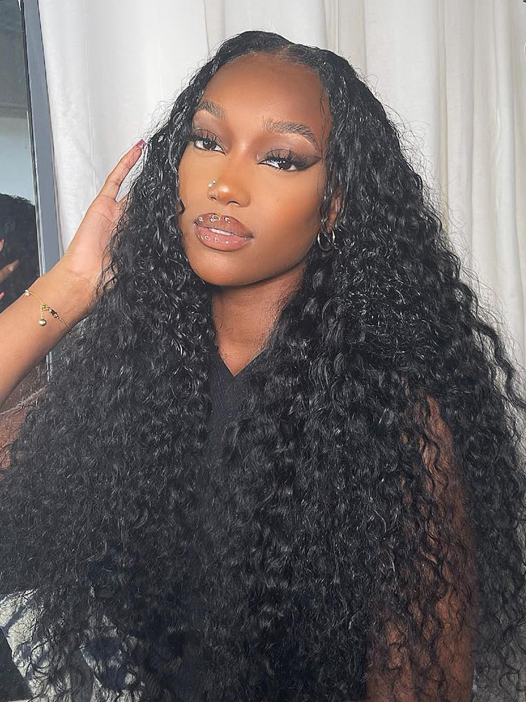 CurlyMe Pre Bleached 13x4 Pre Cut HD Lace Wear Go Glueless Wig Human Hair Wigs