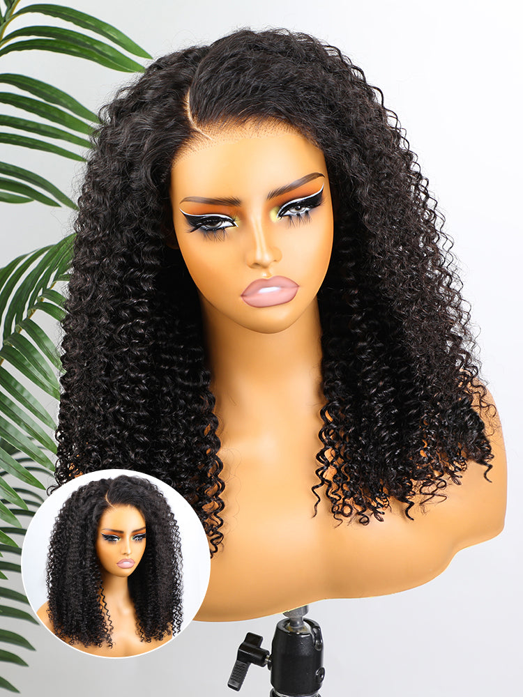 CurlyMe Pre Cut 13x4 HD Lace Kinky Curly Wear Go Glueless Wig Human Hair Wigs
