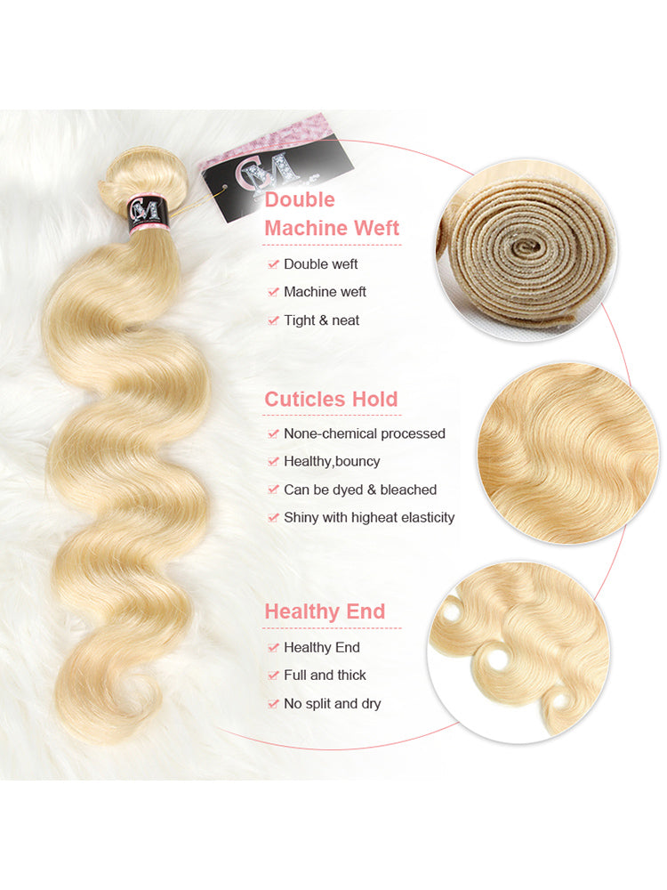 Body Wave 613 Hair Bundles 1/3/4Pcs Blonde Color Hair
