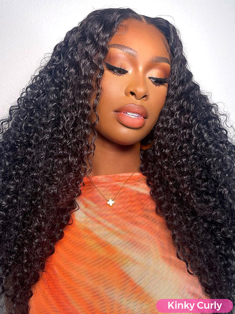 CurlyMe Pre Bleached 13x4 Pre Cut HD Lace Wear Go Glueless Wig Human Hair Wigs