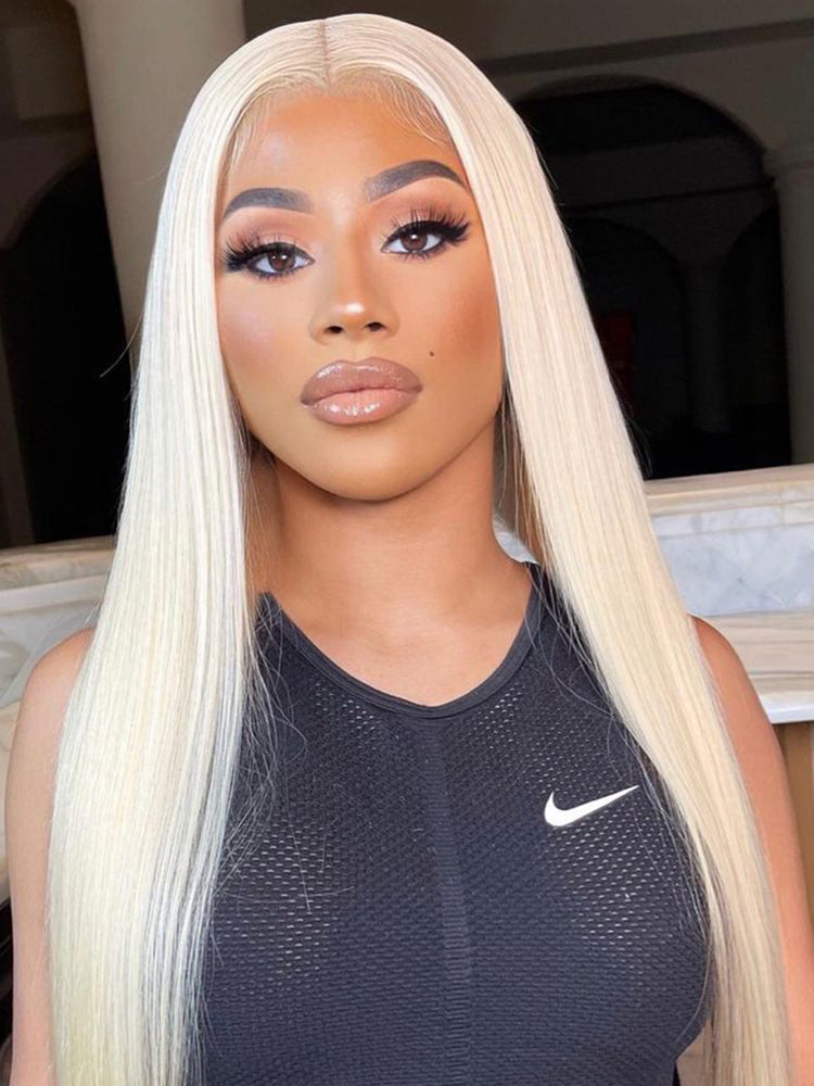 CurlyMe 613 Blonde Lace Front Wigs Straight Human Hair Wigs 13x4 Skin Melt Lace
