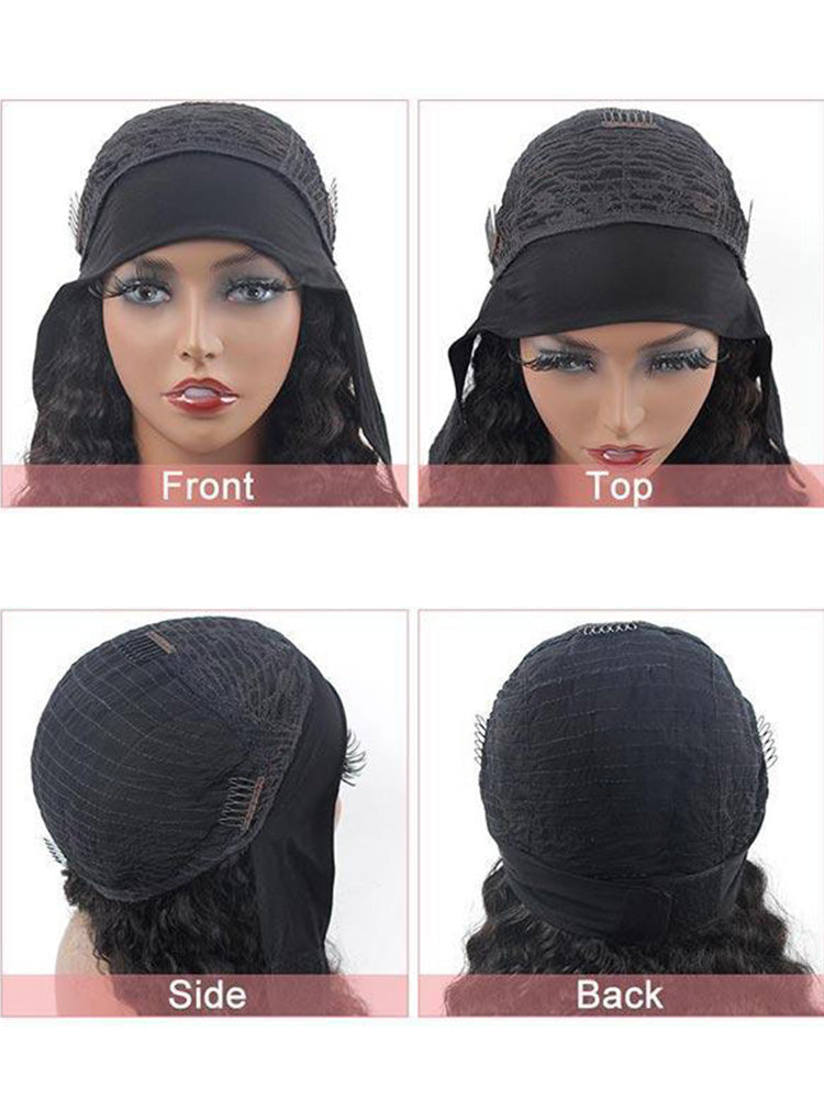CurlyMe Deep Wave Headband Wig Human Hair 180% Density Thick Non Lace Wigs
