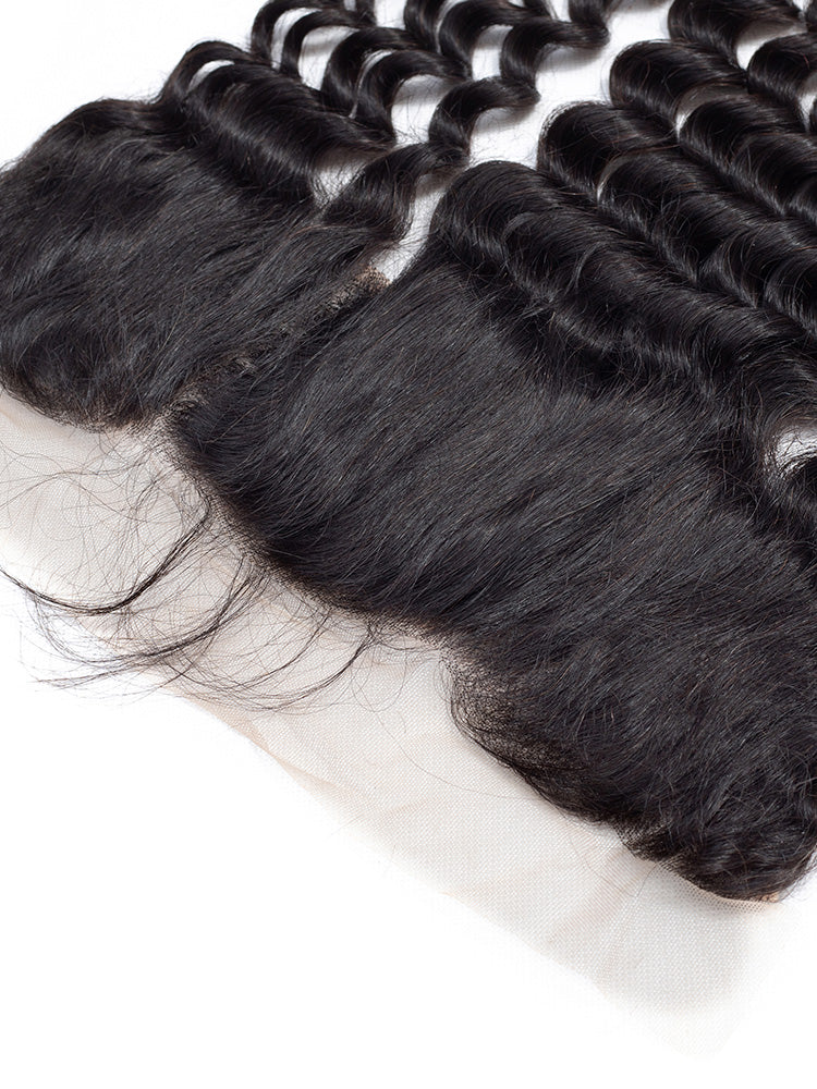 CurlyMe Loose Deep Wave Virgin Human Hair 13x4 Lace Frontal Natural Black