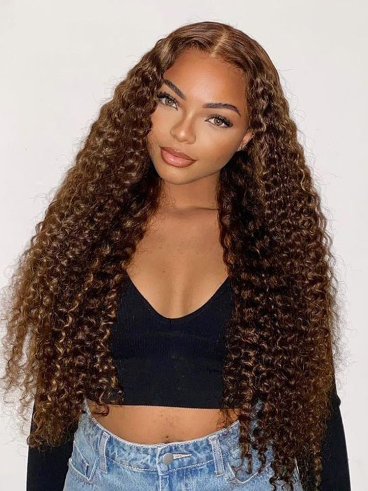 CurlyMe Pre-cut 6x4 HD Lace Water Wave Wear Go Highlights Ombre Hair Glueless Wig