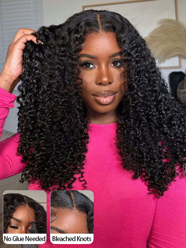 CurlyMe Pre Cut 13x4 HD Lace Kinky Curly Wear Go Glueless Wig Human Hair Wigs