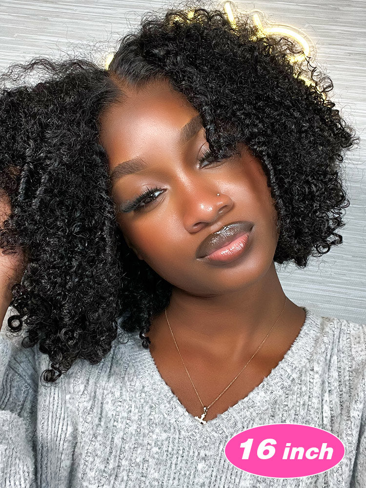 CurlyMe Pre-bleached Knots Easy to Wear Glueless Pre-cut HD Lace Kinky Curly Wig Pre-plucked