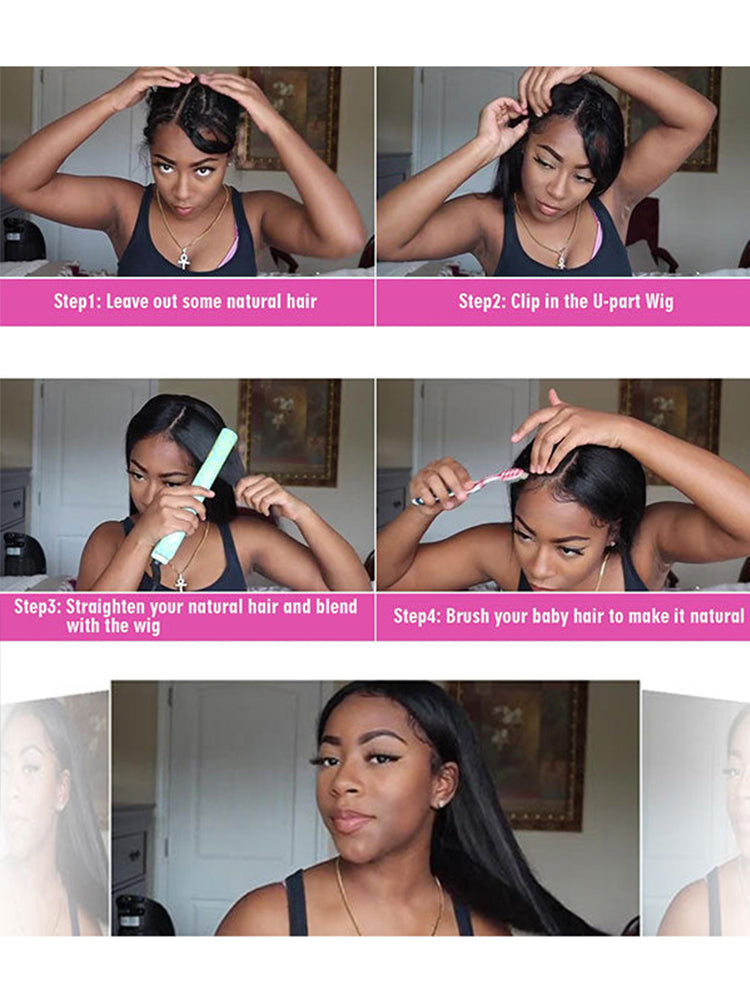 CurlyMe Deep Wave 180% Density U part Wig Human Hair Glueless No Lace Wig
