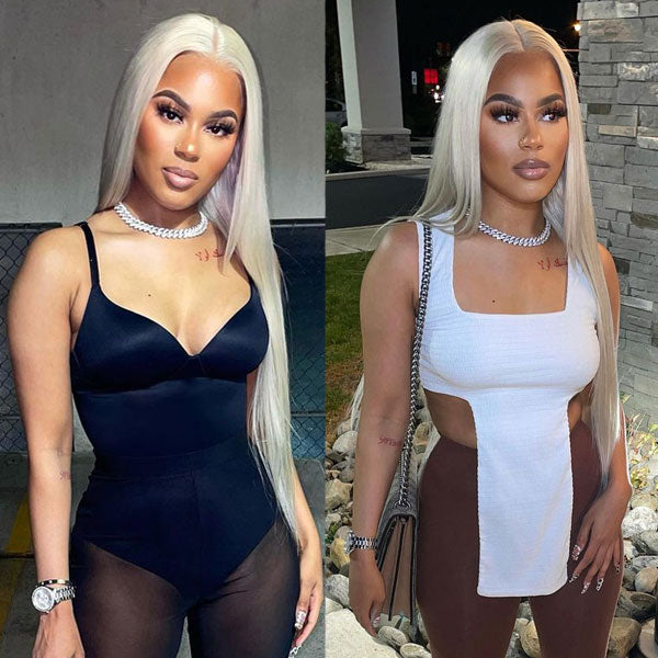 CurlyMe Ash Blonde Straight Hair 13x4 Lace Front Wigs Skin Melt Lace Wigs