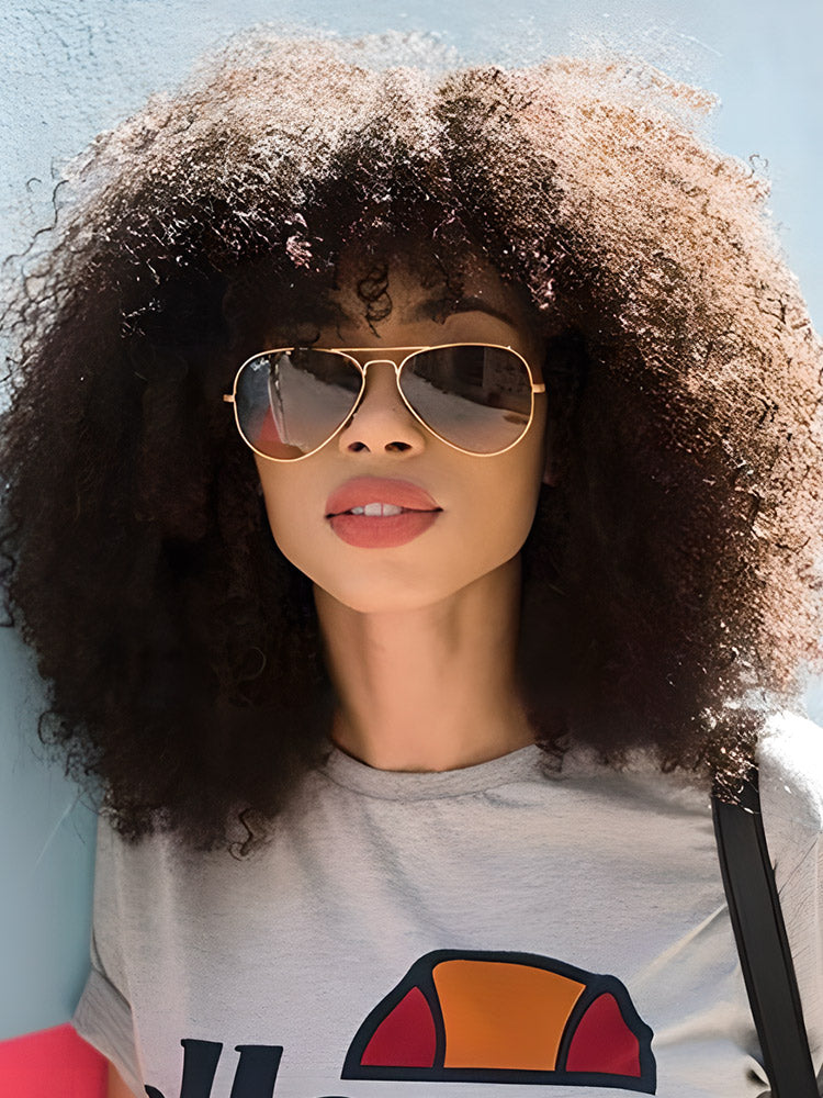 CurlyMe Kinky Curly No Lace Wigs Full Machine Made Wigs With Bangs Affordable Hair