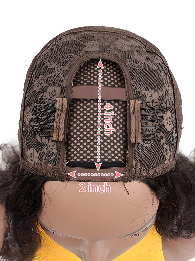 CurlyMe Water Wave Hair 180% Density U part Wig, None Lace Machine Made Human Hair Wigs