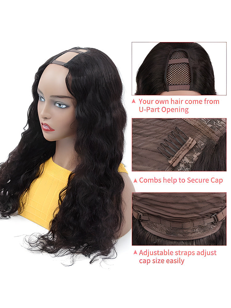 CurlyMe Loose Wave Hair 180% Density Human Hair U part Wig Affordable Glueless No Lace Wig