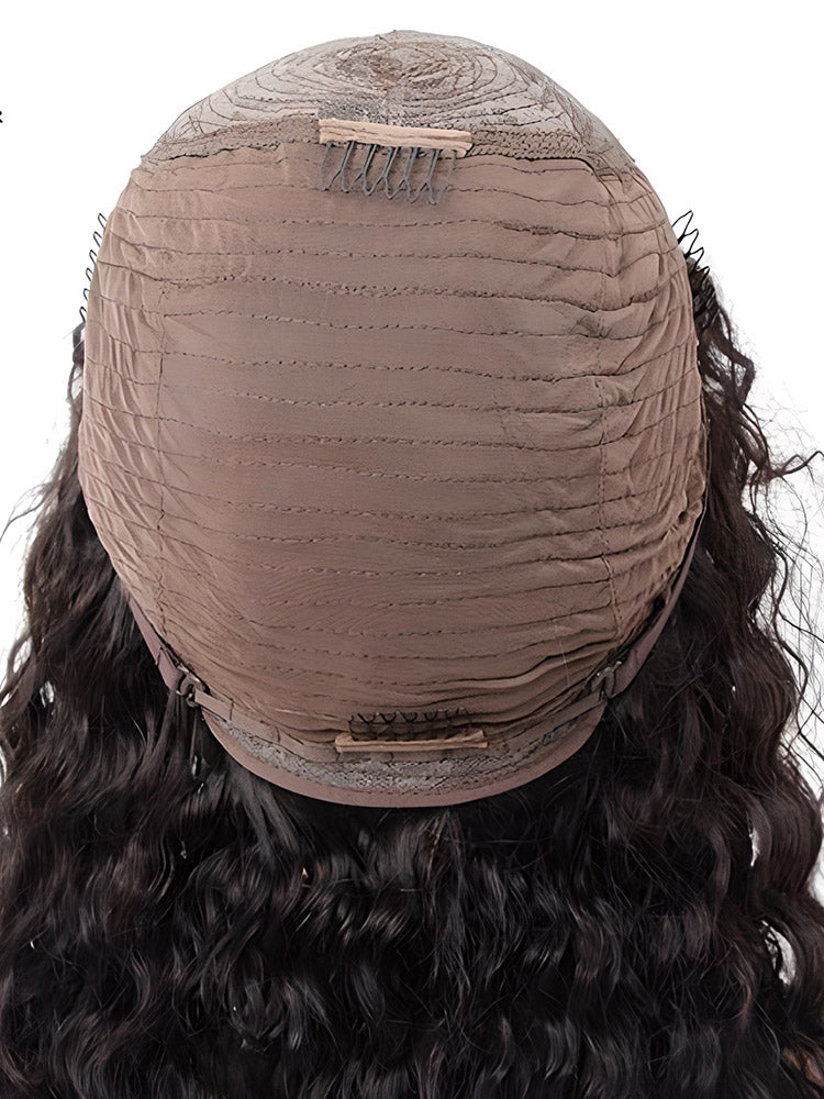 CurlyMe Water Wave Hair Non Lace Wigs Full Machine Made Wigs With Bangs For Women