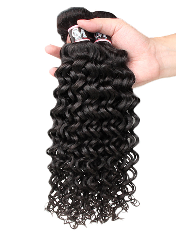 Natural Black Color Water Wave Hair Bundles 1/3/4Pcs