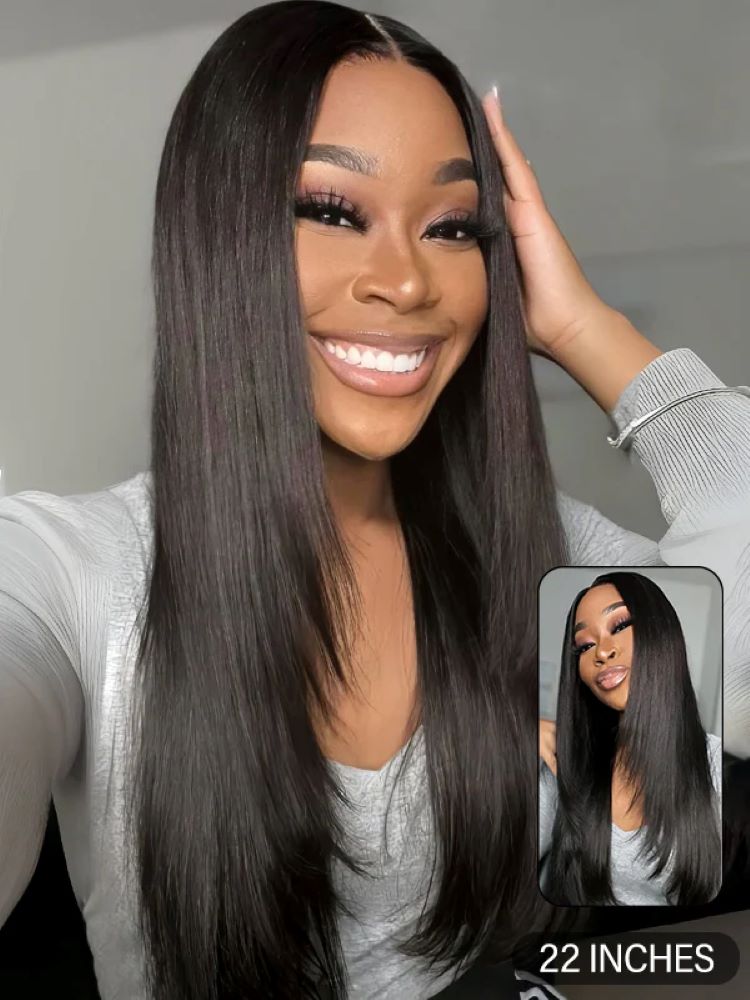 CurlyMe Layered Cut Pre-bleached Straight Hair Wear Go Glueless Wig 7x5 Pre-cut HD Lace Pre-plucked