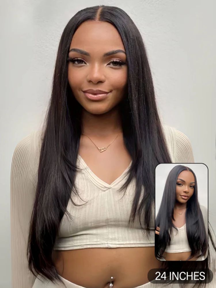 CurlyMe Layered Cut Pre-bleached Straight Hair Wear Go Glueless Wig 7x5 Pre-cut HD Lace Pre-plucked