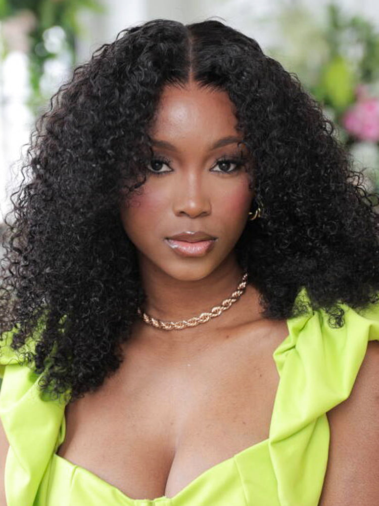 CurlyMe 360 Lace Wear Go Pre-Bleached Afro Kinky Curly Human Hair Glueless Wig Pre-Plucked
