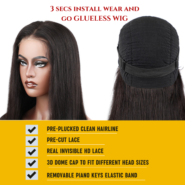 CurlyMe Pre Bleached 13x4 Pre Cut HD Lace Wear Go Glueless Wig Human Hair Wigs