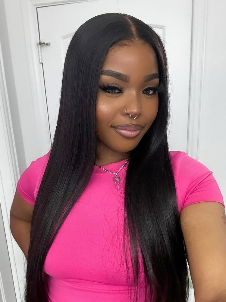 CurlyMe Pre Cut 13x4 HD Lace Straight Hair Wear Go Glueless Wig Human Hair Wigs