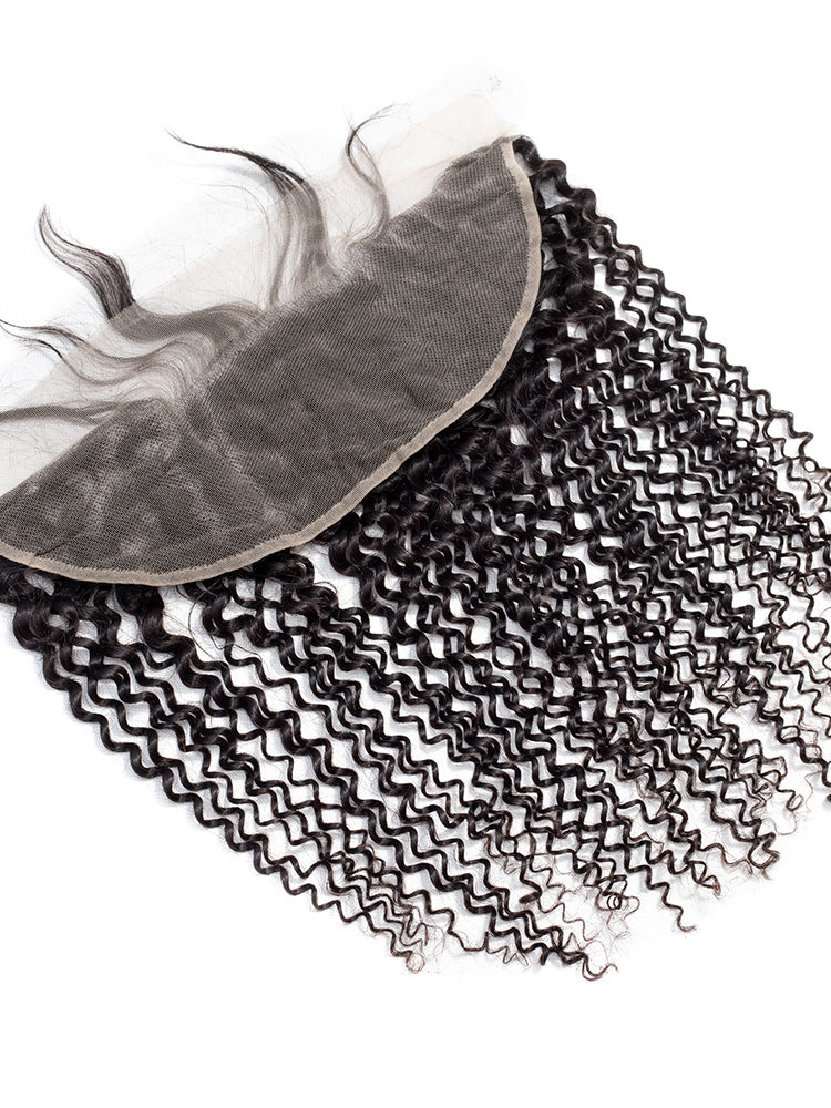 CurlyMe Kinky Curly Virgin Human Hair 13x4 Lace Frontal Natural Black