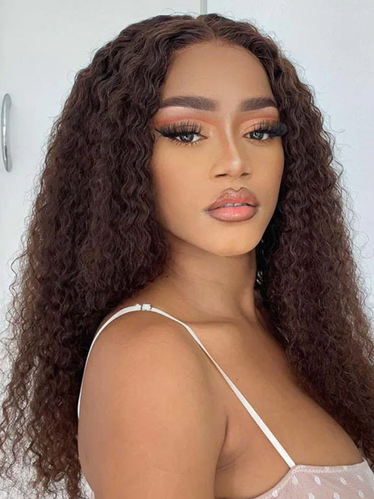 CurlyMe Mocha Mousse Color Pre Cut Glueless Lace Kinky Curly Wear Go Wig