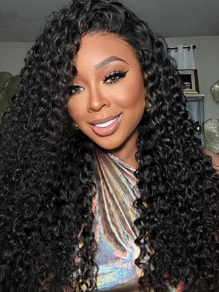 CurlyMe 360 Lace Wear Go Fit Wig Pre-Bleached Kinky Curly Human Hair Glueless Wig Pre-Plucked