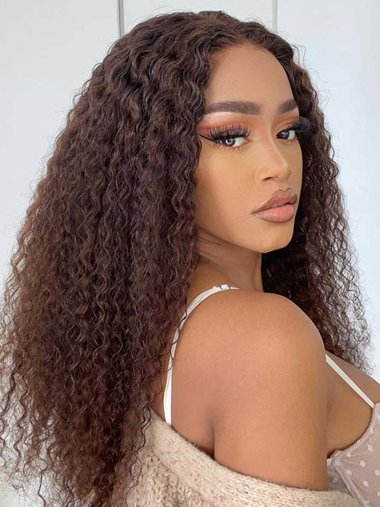 CurlyMe Mocha Mousse Color Pre Cut Glueless Lace Kinky Curly Wear Go Wig