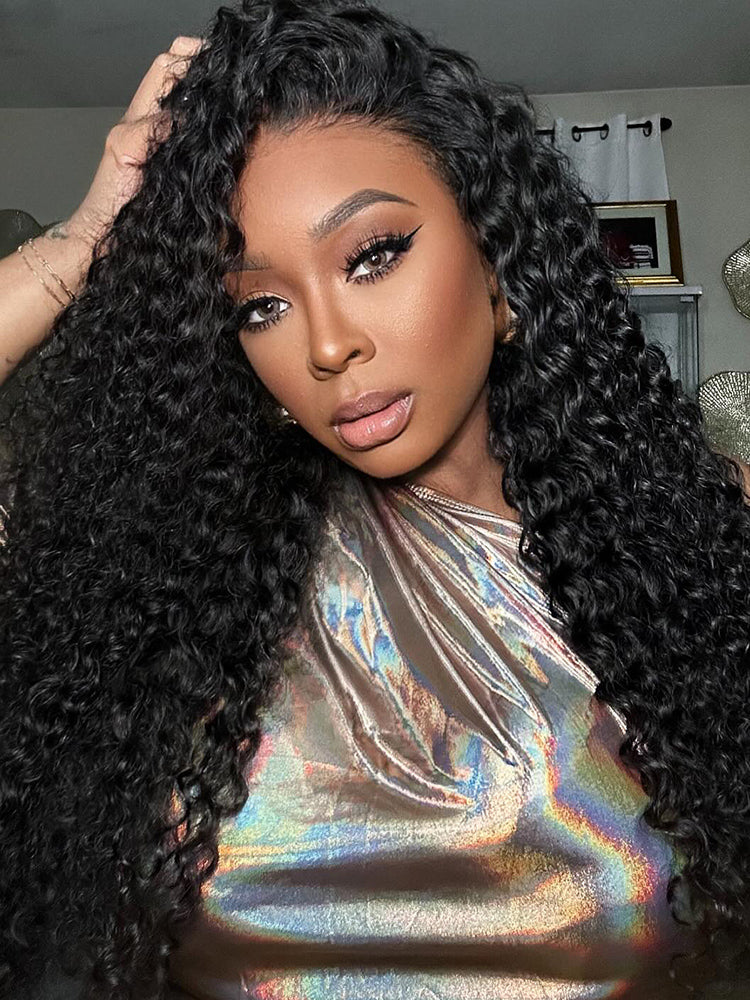 CurlyMe 360 Lace Wear Go Fit Wig Pre-Bleached Kinky Curly Human Hair Glueless Wig Pre-Plucked