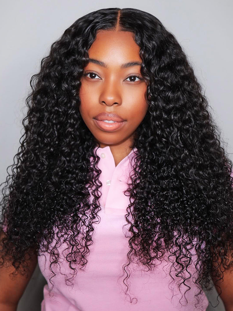 CurlyMe 360 Lace Wear Go Fit Wig Pre-Bleached Kinky Curly Human Hair Glueless Wig Pre-Plucked