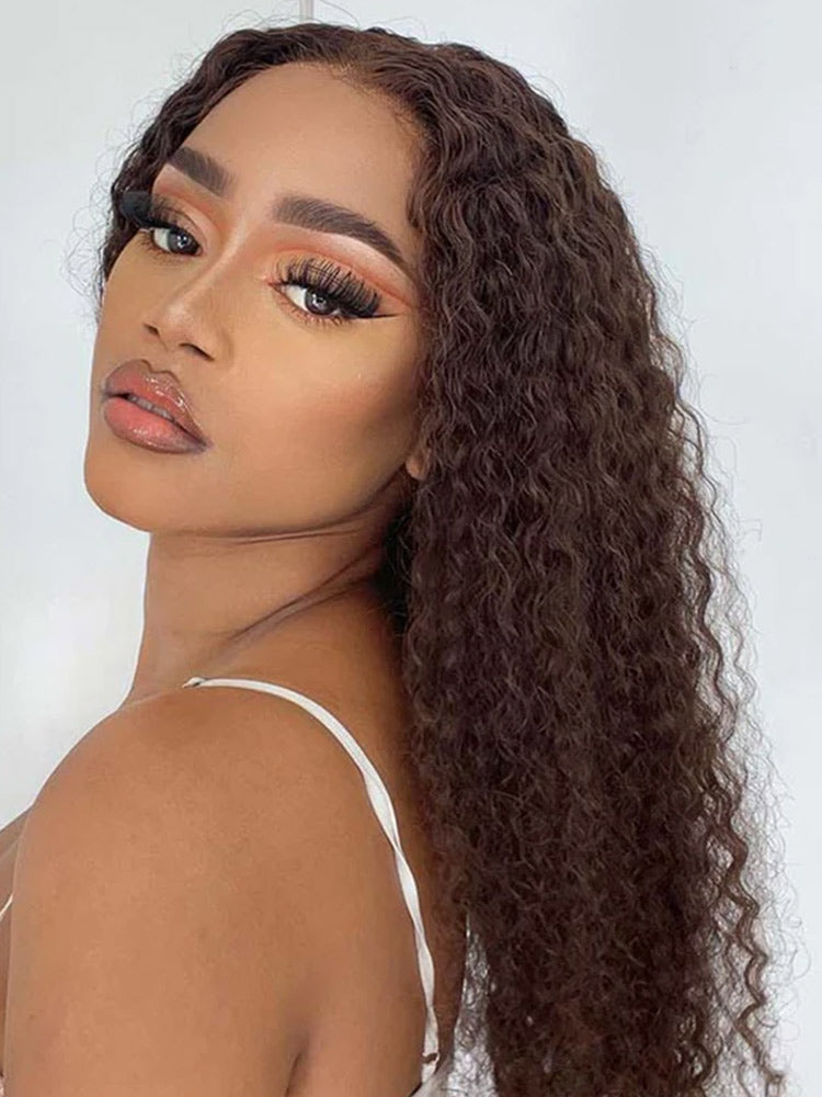 CurlyMe Mocha Mousse Color Pre Cut Glueless Lace Kinky Curly Wear Go Wig