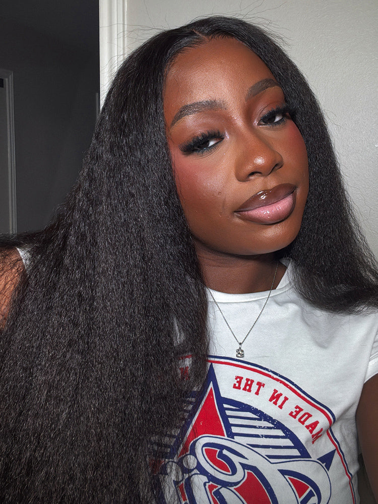 CurlyMe 3 In 1 Half Wig Kinky Straight Glueless Install Half Wig With Drawstring Beginner Friendly