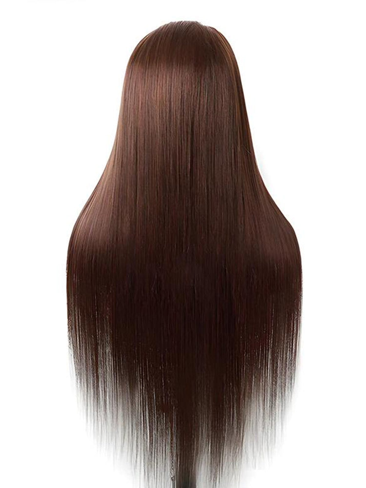 CurlyMe #4 Chocolate Brown Pre Cut Glueless Lace Straight Wear Go Wig