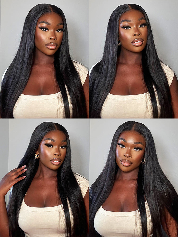 CurlyMe 360 Lace Wear Go Pre-Bleached Straight Human Hair Glueless Wigs Pre-Plucked Lace Front Wig