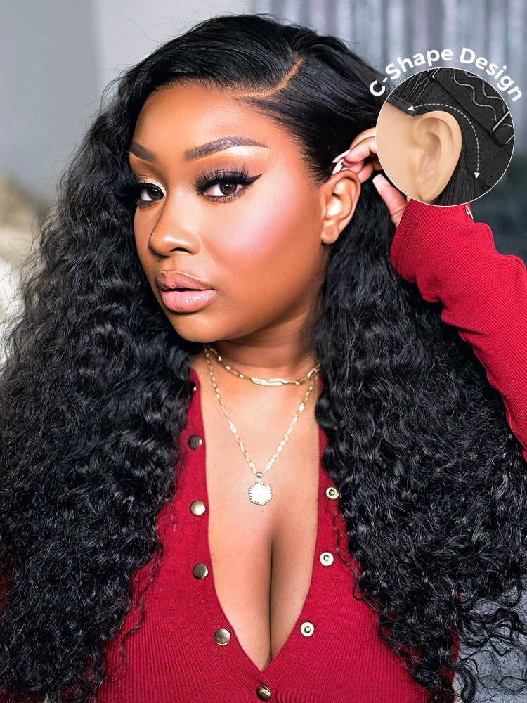CurlyMe Pre-cut 9x6 Lace M-cap Wear Go Glueless Mini Knots Water Wave Hair HD Lace Front Wig Pre-plucked