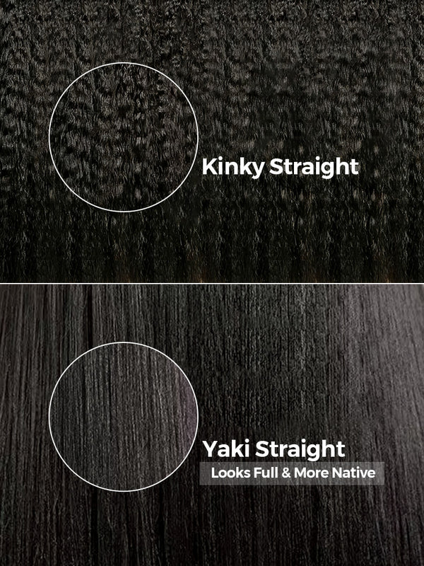 CurlyMe 360 Fit Wig Pre-Bleached Kinky Straight Human Hair Pre-Cut 360 Lace Wear Go Glueless Wig Pre-Plucked