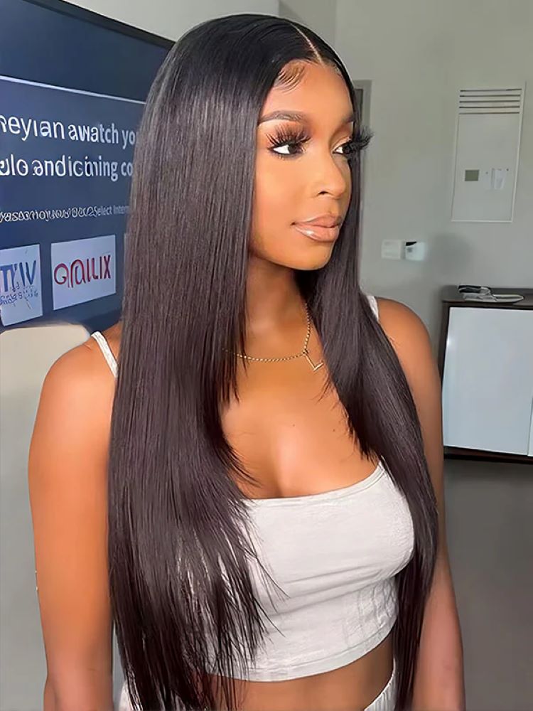 CurlyMe Layered Cut Pre-bleached Straight Hair Wear Go Glueless Wig 7x5 Pre-cut HD Lace Pre-plucked